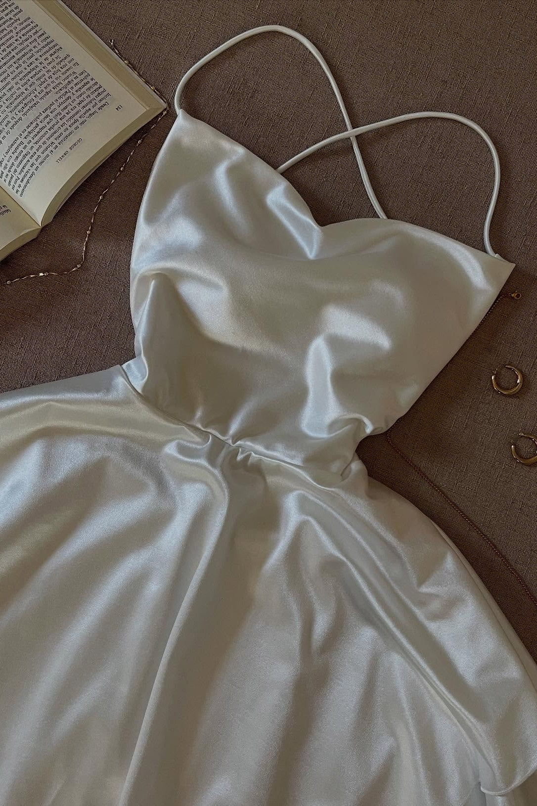Simple A Line/Princess Spaghetti Straps Sleeveless Criss Cross Back Short-Mini Homecoming Dress