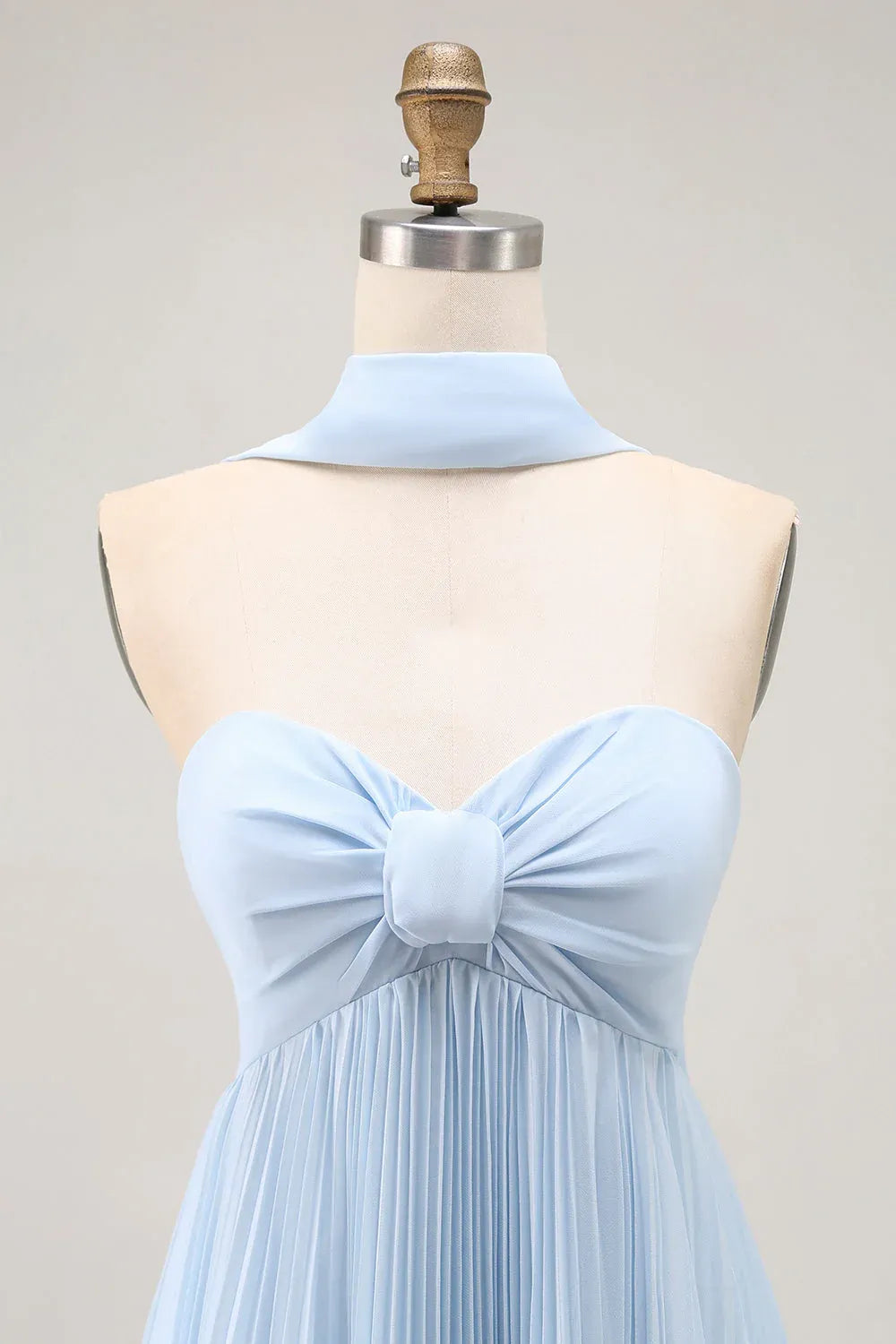 Simple A Line Strapless Sleeveless Chiffon Pleated Floor-Length Prom Dress