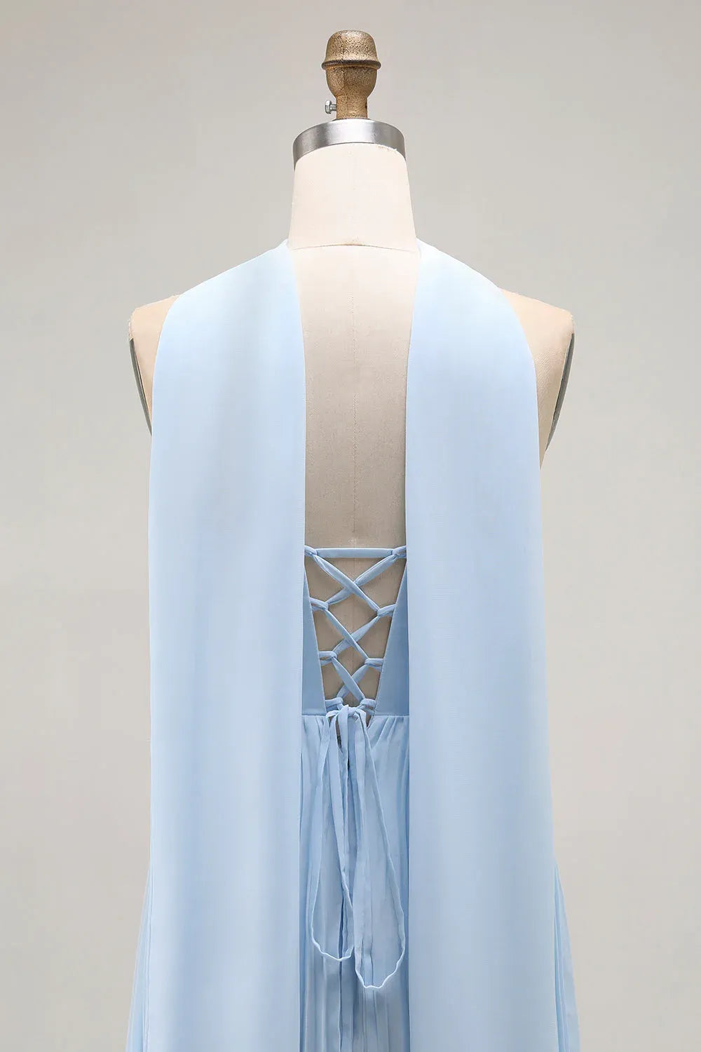 Simple A Line Strapless Sleeveless Chiffon Pleated Floor-Length Prom Dress