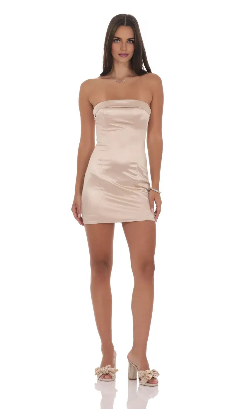 Simple Bodycon Strapless Sleeveless Zipper Up Short-Mini Homecoming Dress