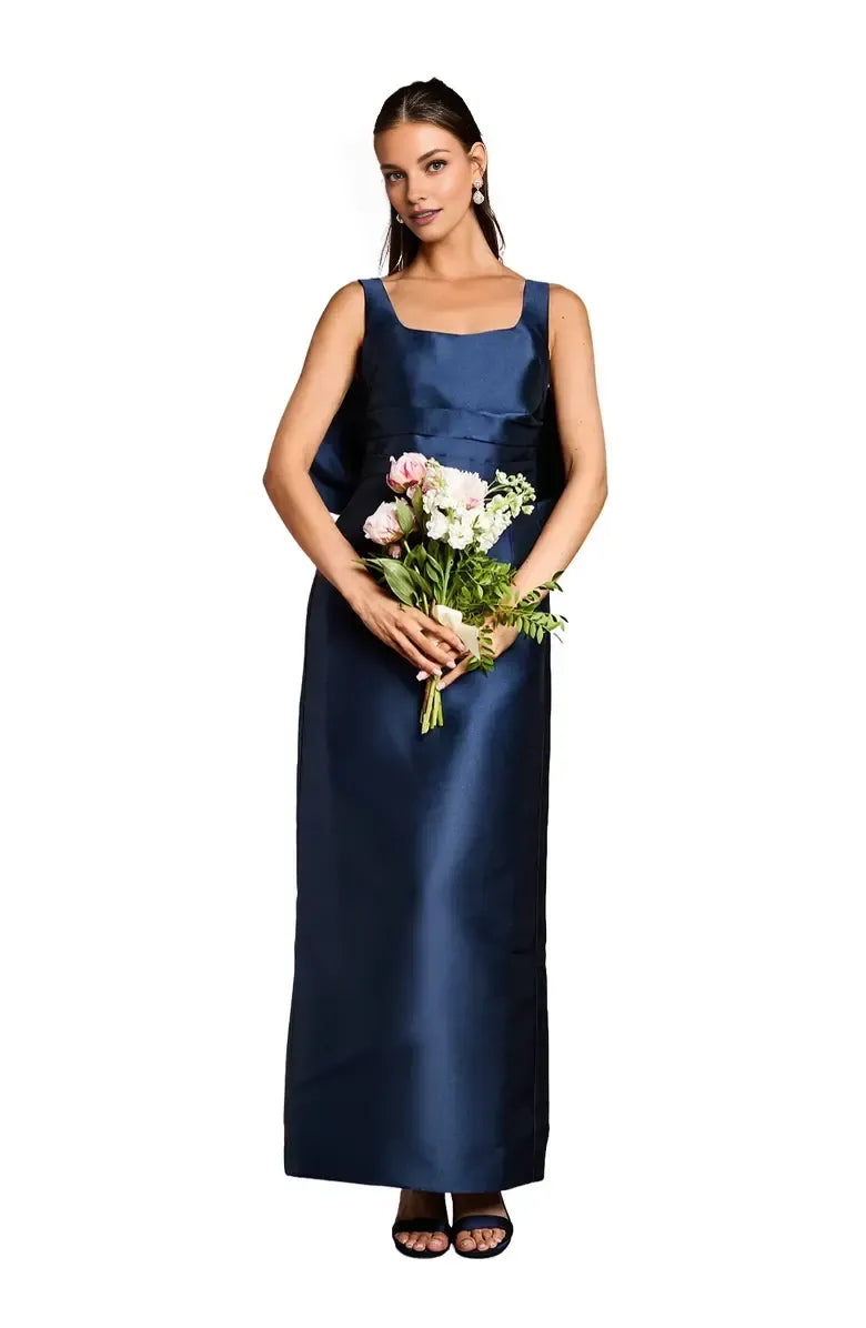 Simple Column Square Neck Sleeveless Satin Floor-Length Prom Dress