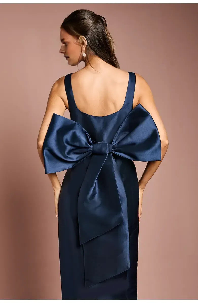 Simple Column Square Neck Sleeveless Satin Floor-Length Prom Dress