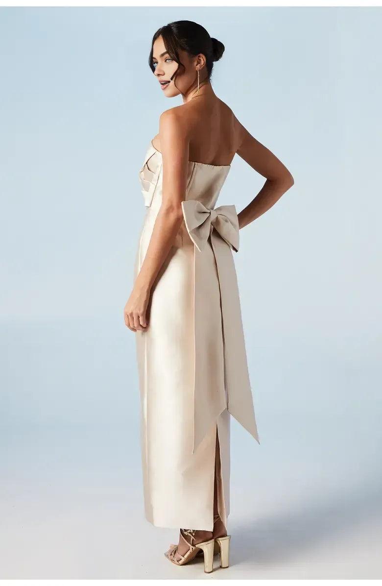 Simple Column Sweetheart Neck Sleeveless Satin Ankle-Length Prom Dress