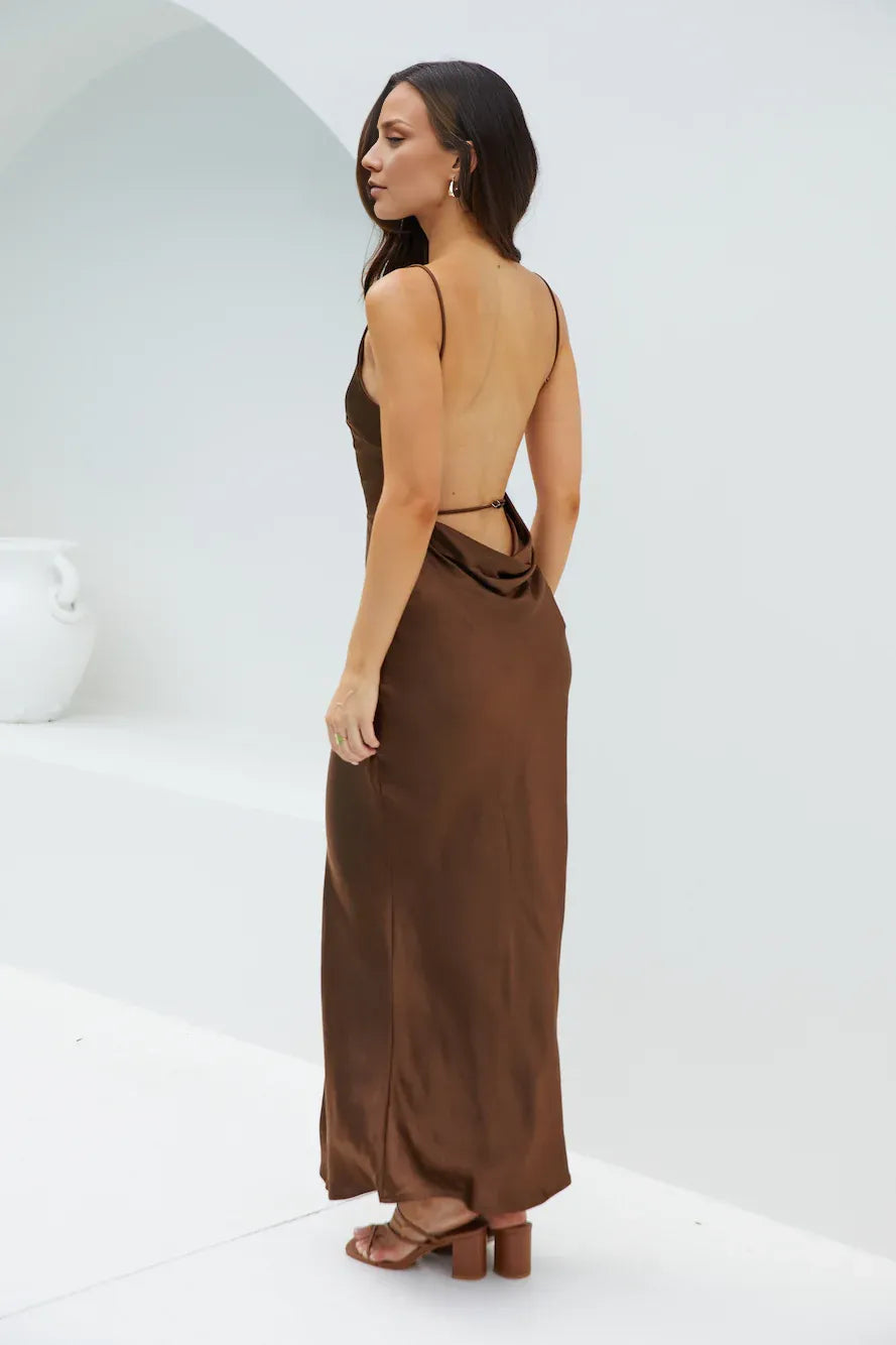 Simple Figure-skimming High Boat Neck Sleeveless Open Back Floor Length Cocktail Dress