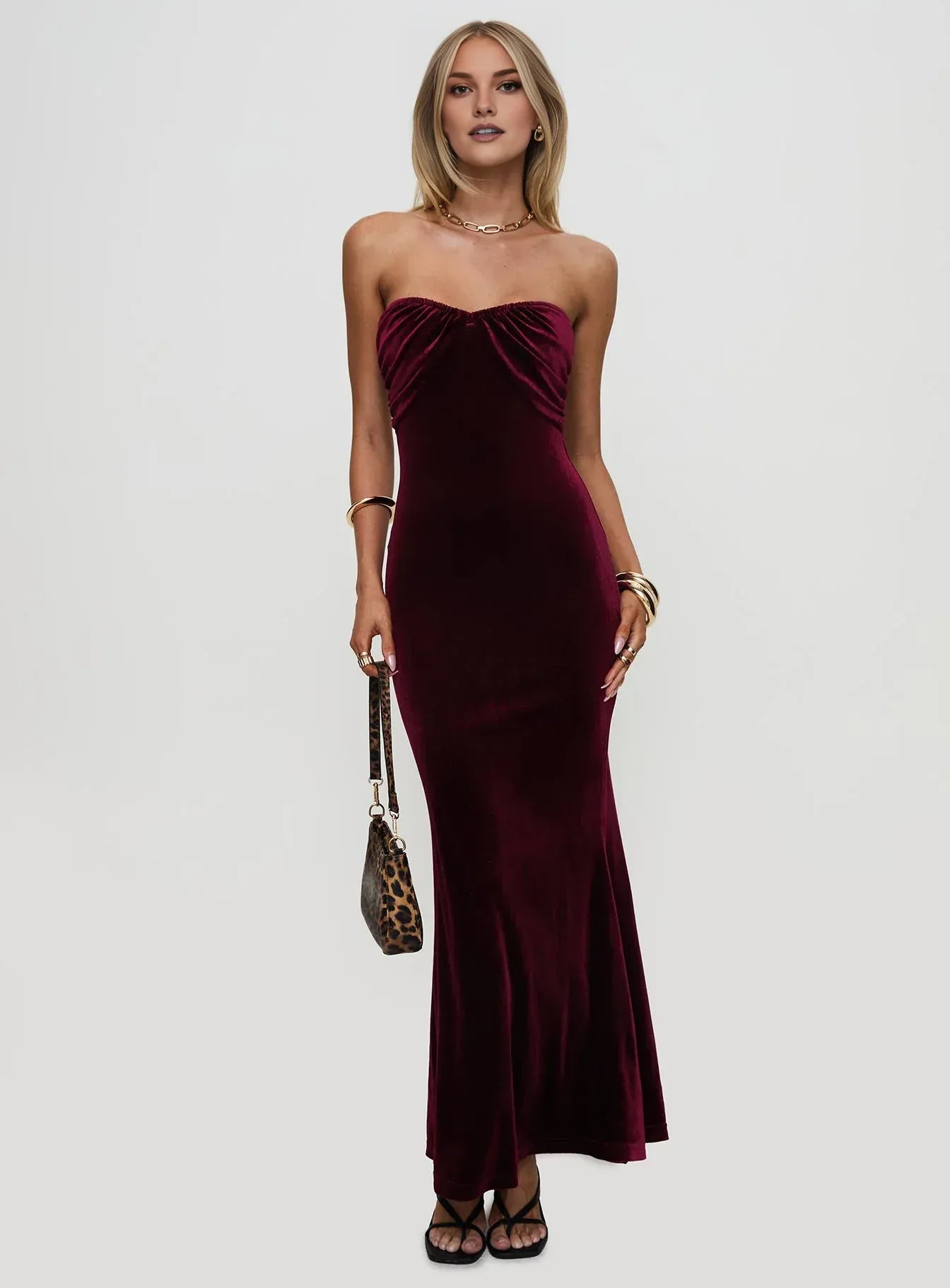 Simple Fitted Strapless Sleeveless Backless Floor-Length Prom Dress