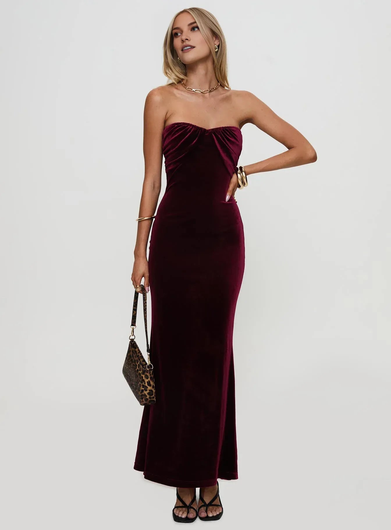 Simple Fitted Strapless Sleeveless Backless Floor-Length Prom Dress
