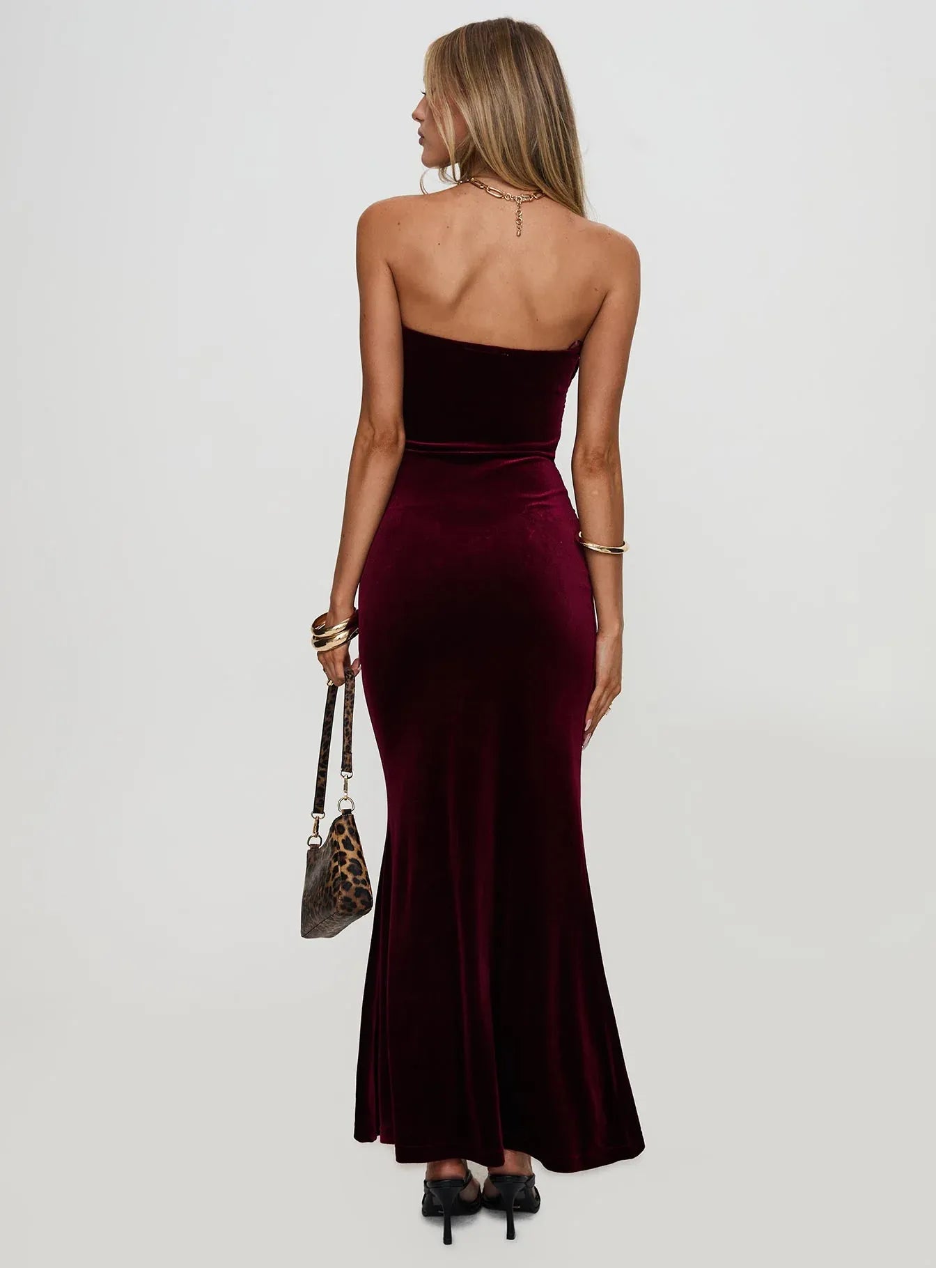 Simple Fitted Strapless Sleeveless Backless Floor-Length Prom Dress