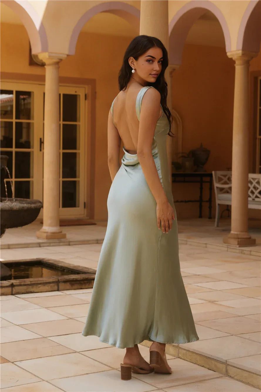 Simple Mermaid Boat Neck Sleeveless Backless Floor-Length Prom Dress