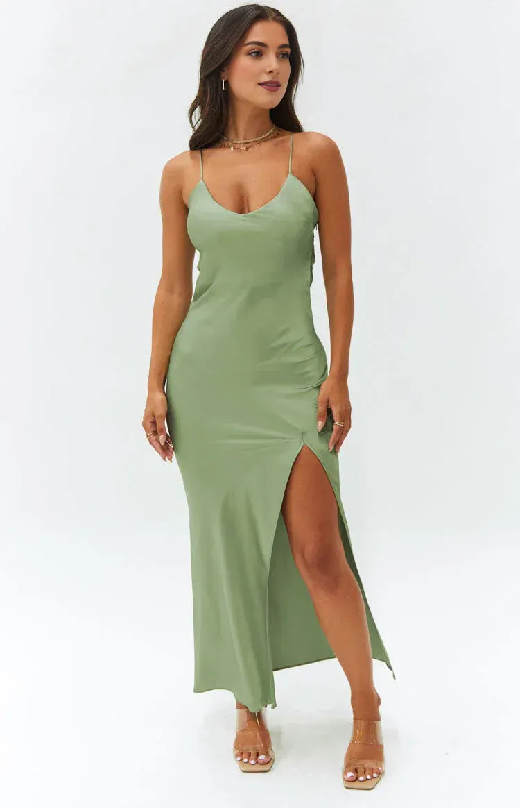 Simple Mermaid/Trumpet Spaghetti Straps Sleeveless Backless Ankle-Length Prom Dress