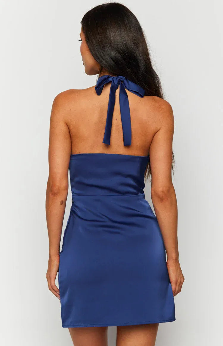 Simple Sheath/Column High Neck Sleeveless Backless Above Knee Homecoming Dress