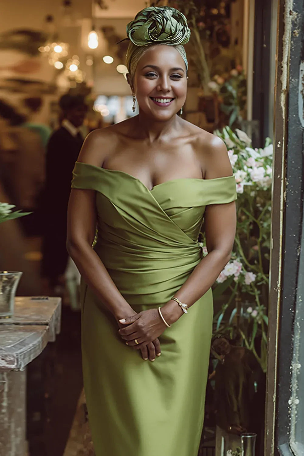 Simple Sheath/Column Off the Shoulder Sleeveless Satin Ankle-Length Mother of the Bride Dress