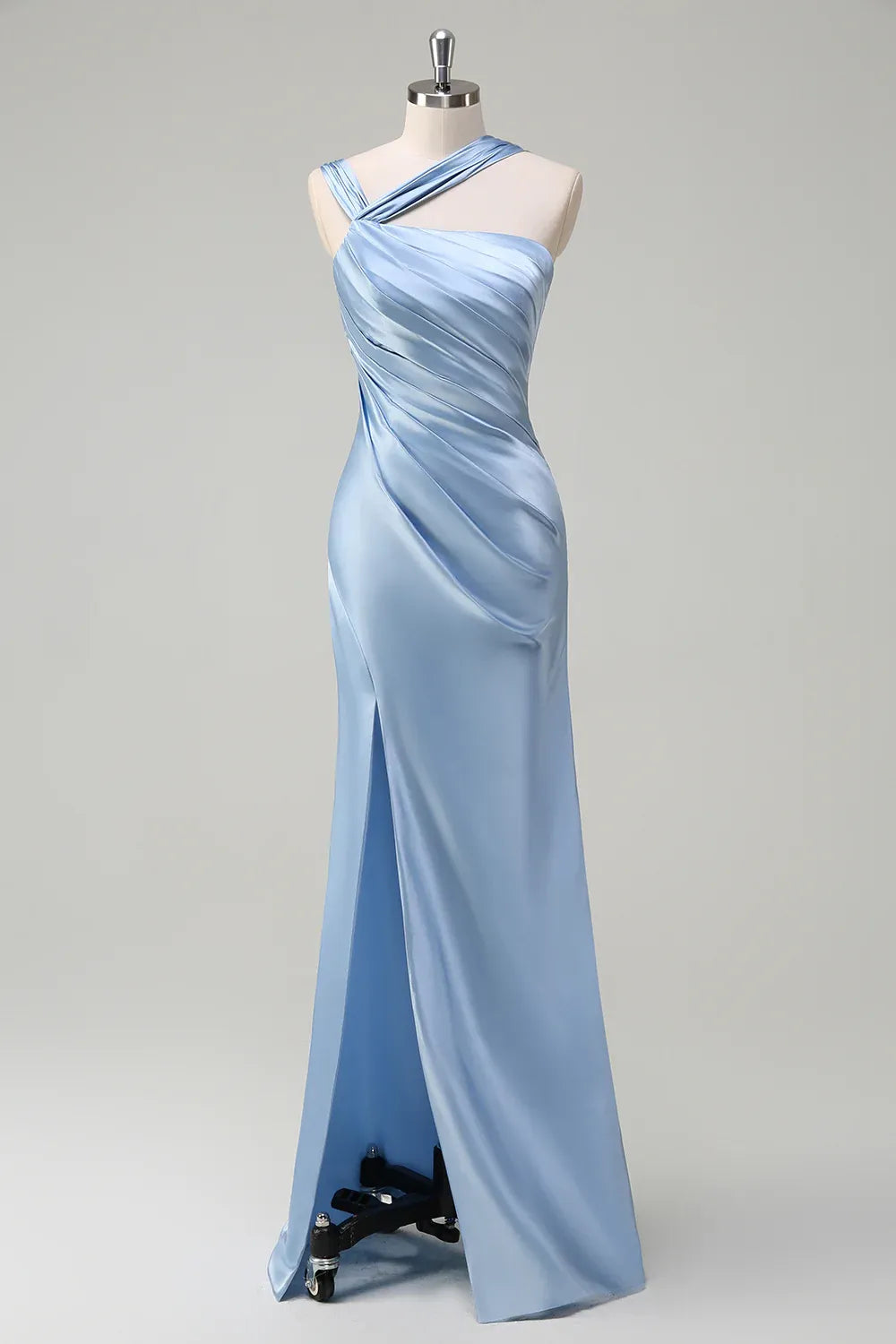 Simple Sheath/Column One Shoulde Sleeveless Satin Floor-Length Evening Dress