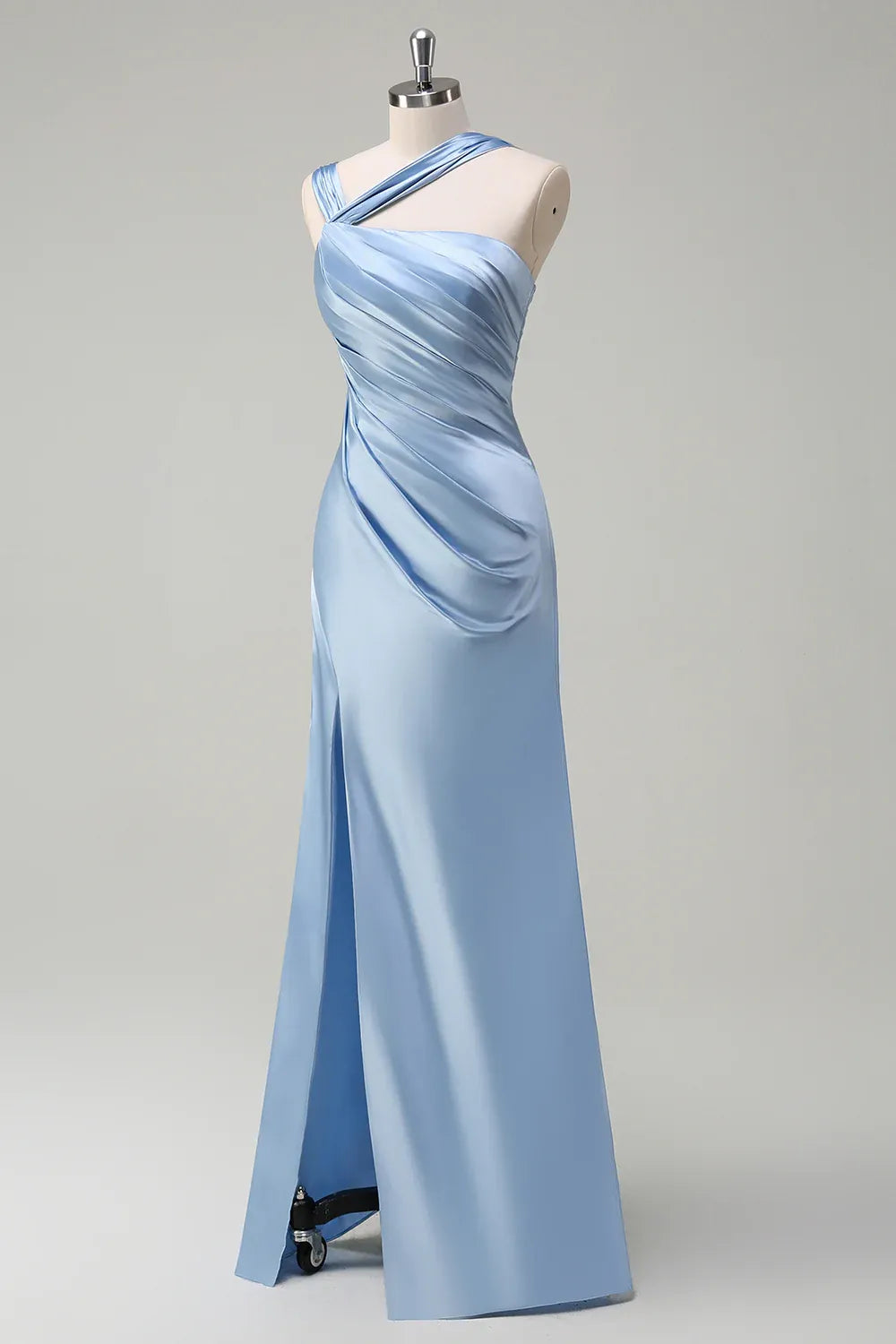 Simple Sheath/Column One Shoulde Sleeveless Satin Floor-Length Evening Dress