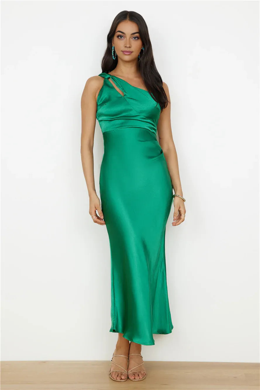 Simple Sheath/Column One Shoulder Sleeveless Backless Ankle-Length Prom Dress