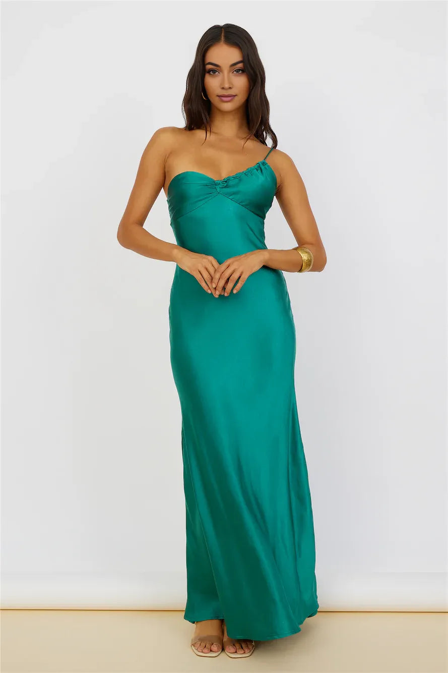 Simple Sheath/Column One Shoulder Sleeveless Backless Floor-Length Prom Dress