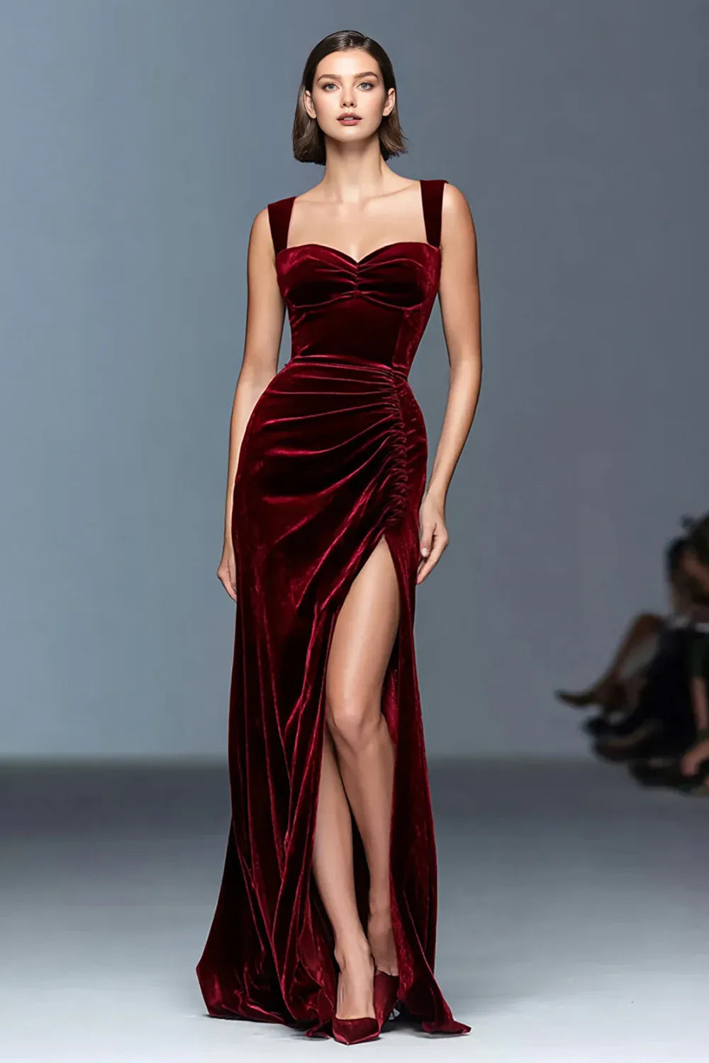 Simple Sheath/Column Sweetheart Sleeveless Velvet Floor-Length Evening Dress