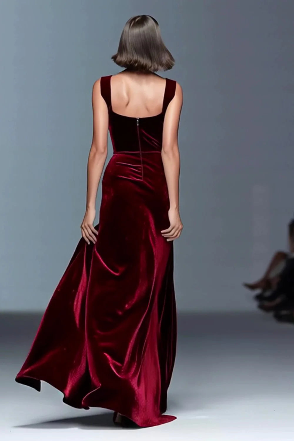 Simple Sheath/Column Sweetheart Sleeveless Velvet Floor-Length Evening Dress