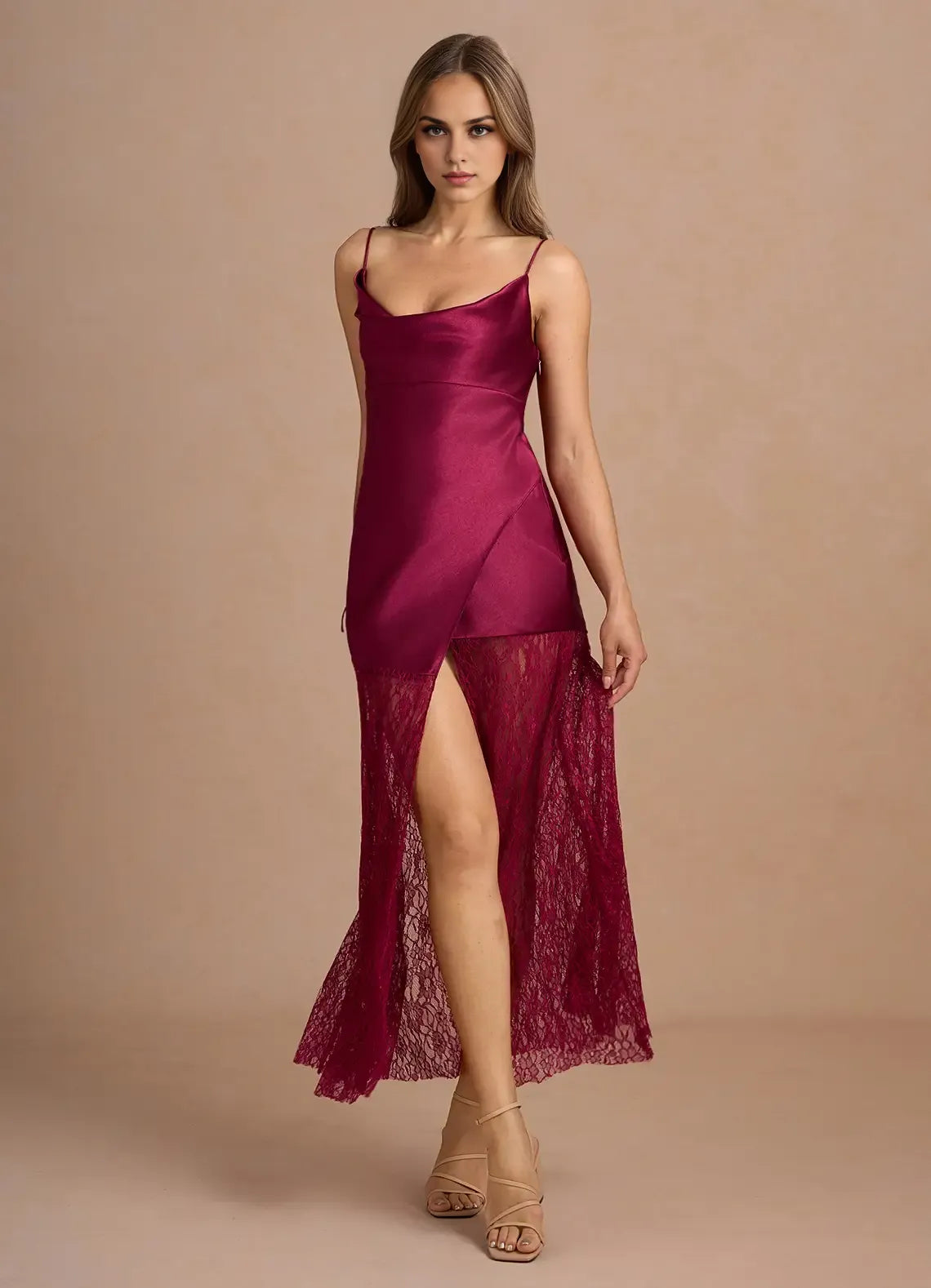 Simple Sheath Cowl Neck Sleeveless Backless Ankle-Length Evening Dress