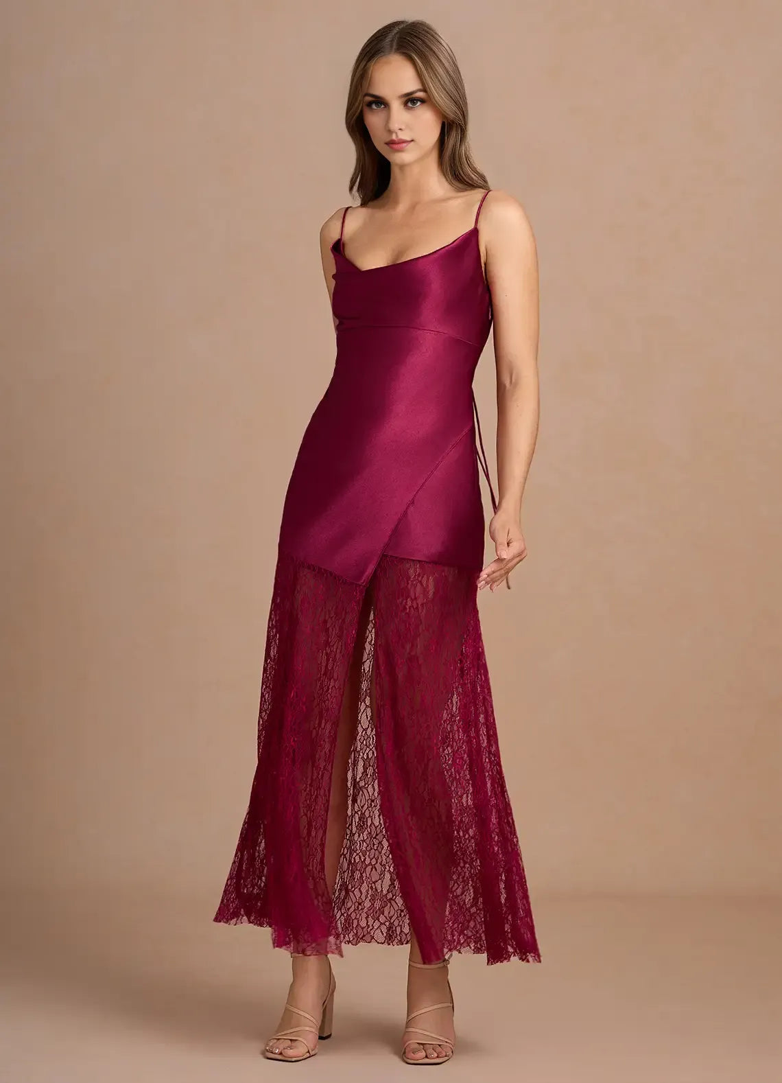 Simple Sheath Cowl Neck Sleeveless Backless Ankle-Length Evening Dress