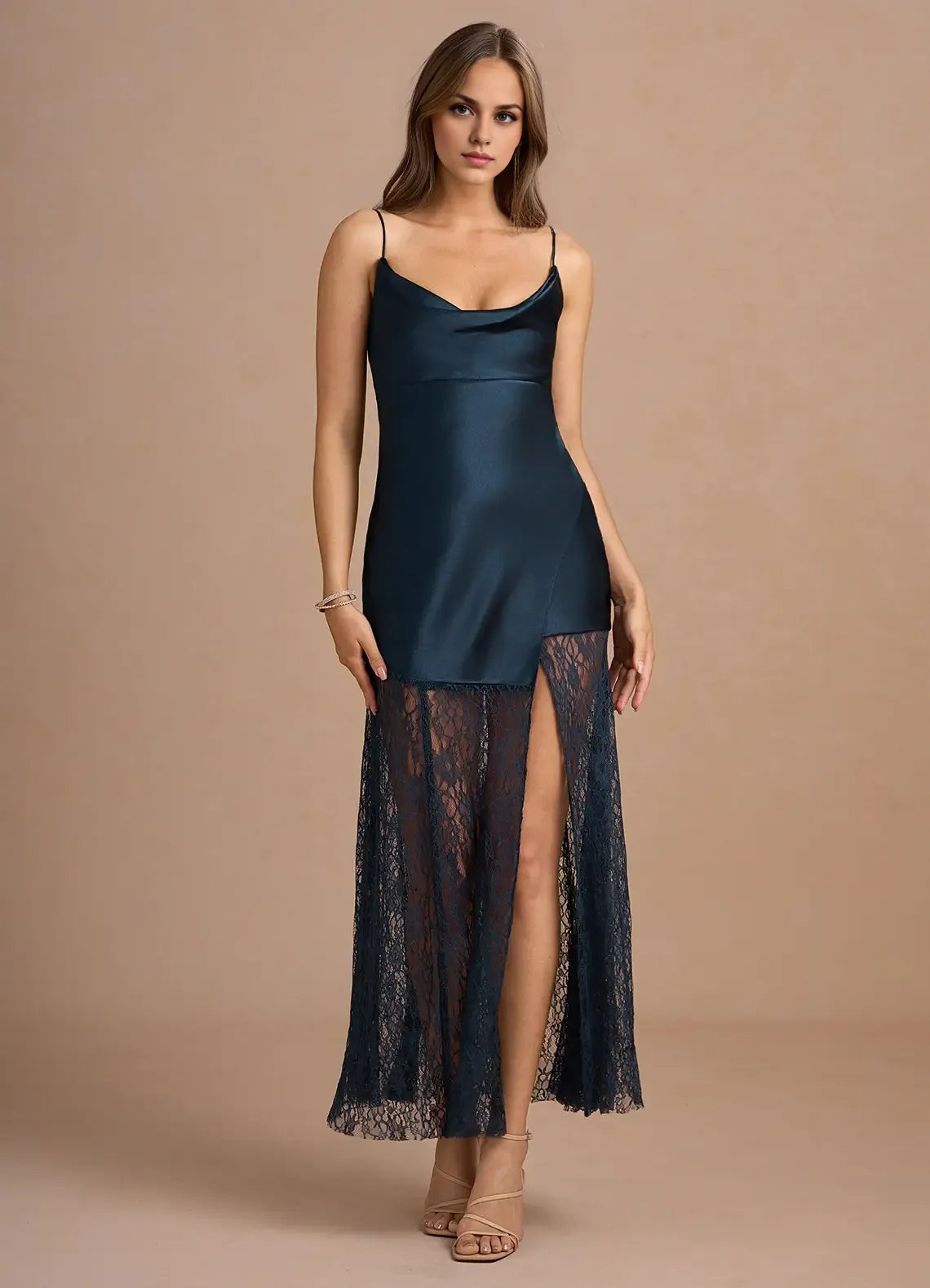 Simple Sheath Cowl Neck Sleeveless Backless Ankle-Length Evening Dress