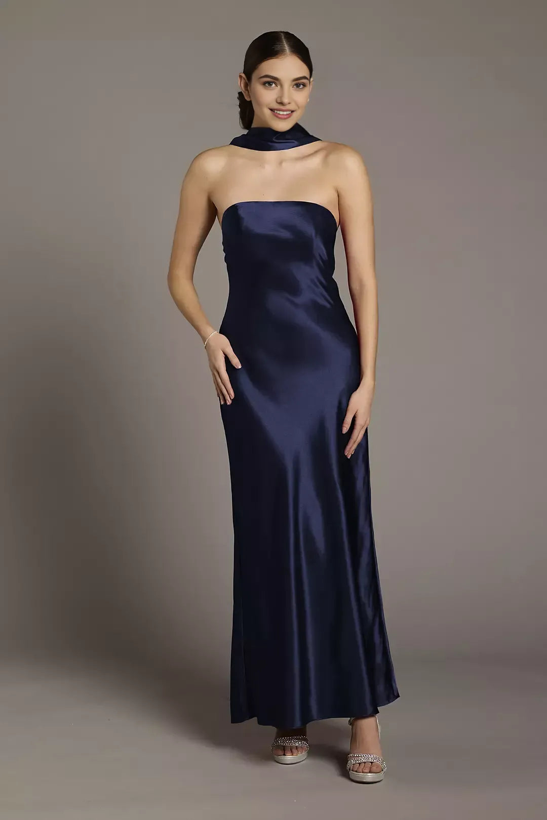 Simple Sheath Strapless Sleeveless Backless Floor-Length Prom Dress