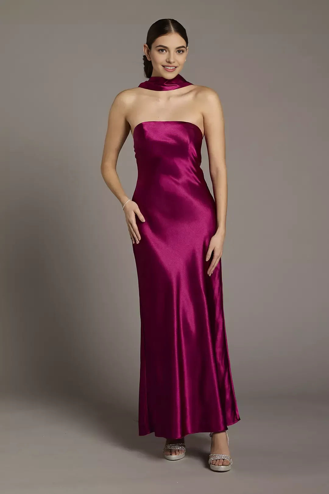 Simple Sheath Strapless Sleeveless Backless Floor-Length Prom Dress