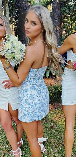 Simple Sleeveless Backless Homecoming Dresses Short Prom Dress Strapless