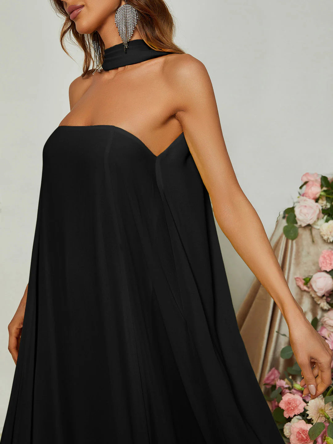Modern Straight Tube Strapless Sleeveless Backless Sweep/Brush Train Prom Dress