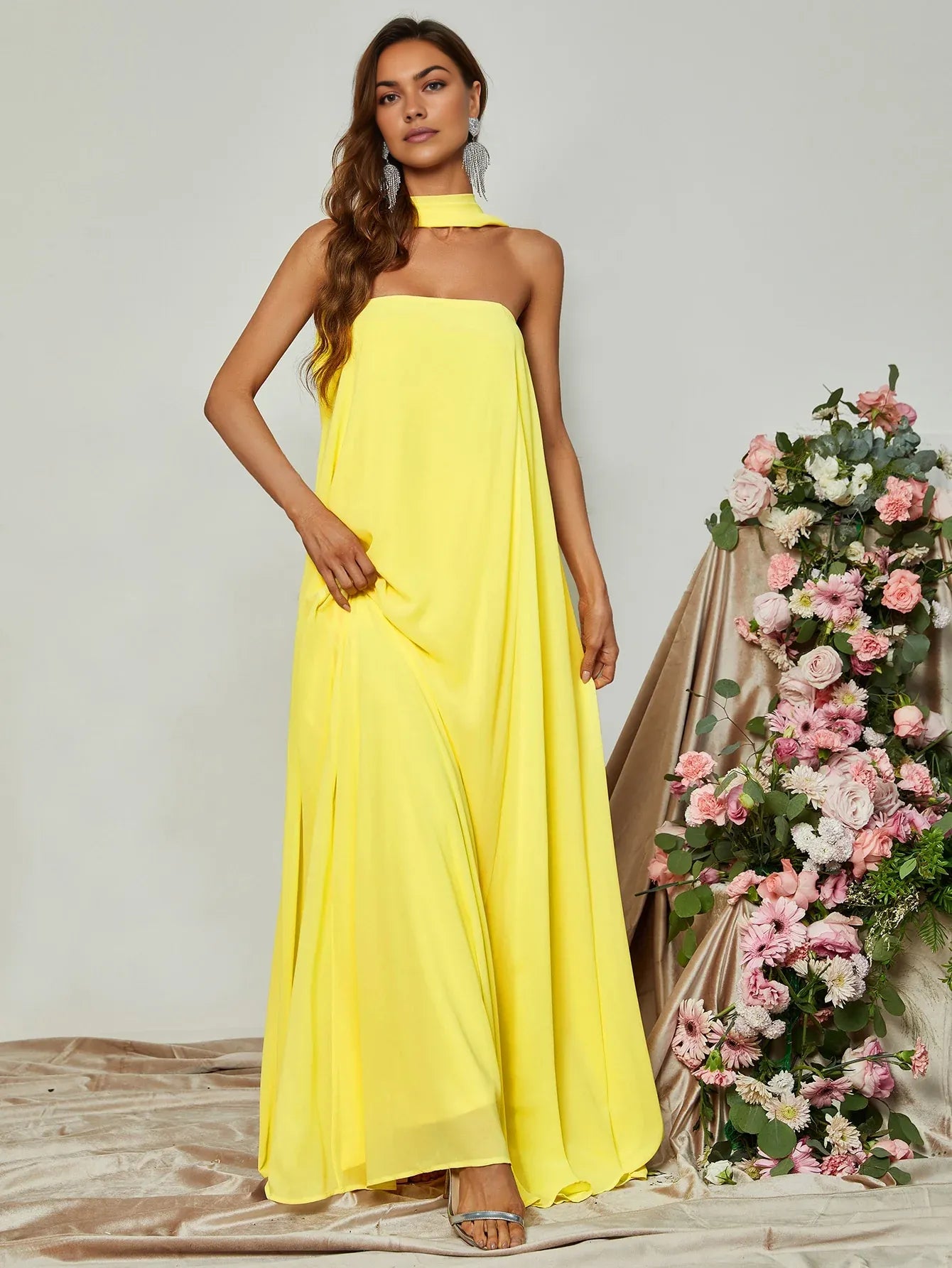 Simple Straight Tube Strapless Sleeveless Backless Sweep/Brush Train Prom Dress