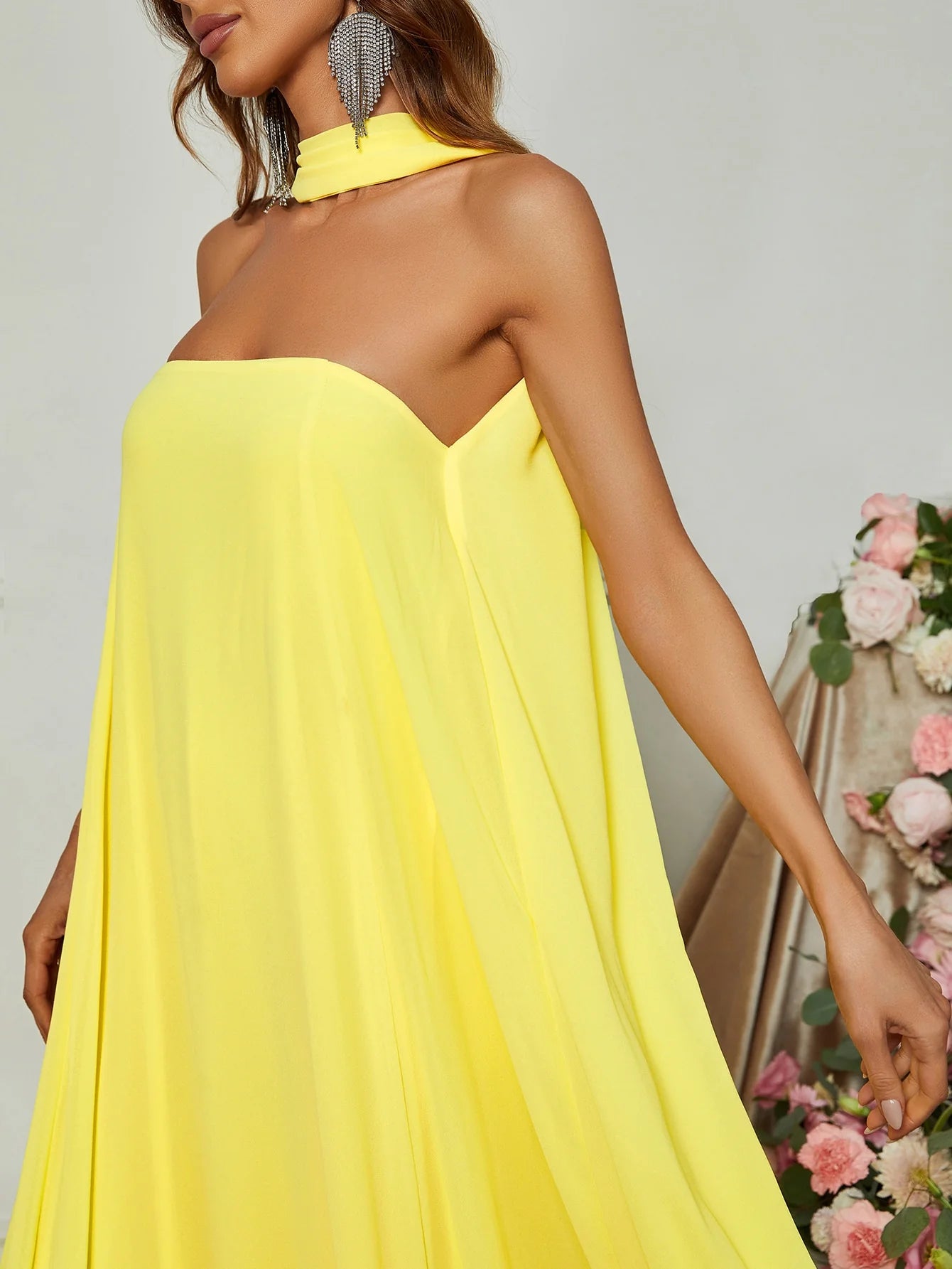 Simple Straight Tube Strapless Sleeveless Backless Sweep/Brush Train Prom Dress