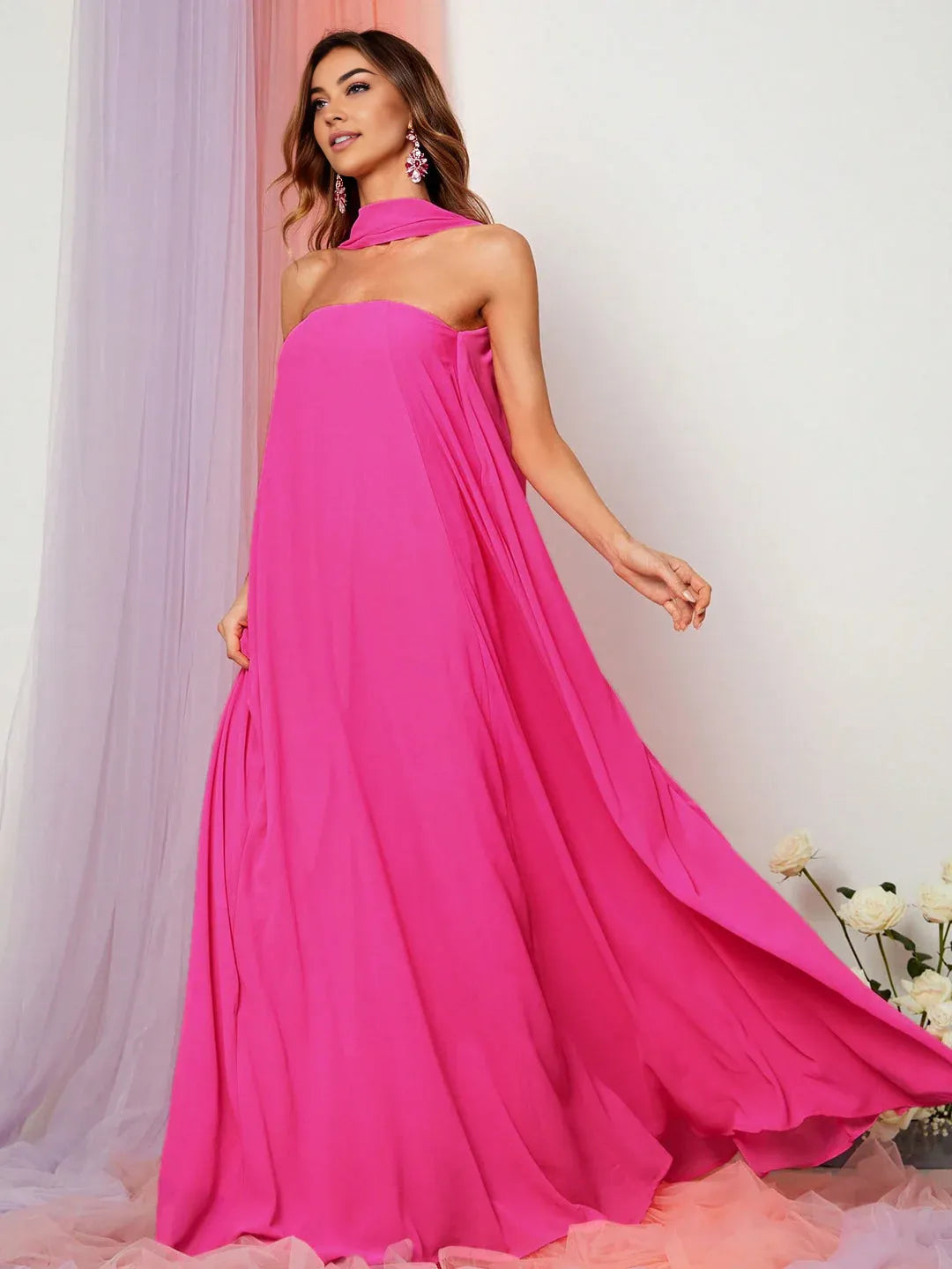 Modern Straight Tube Strapless Sleeveless Backless Sweep/Brush Train Prom Dress