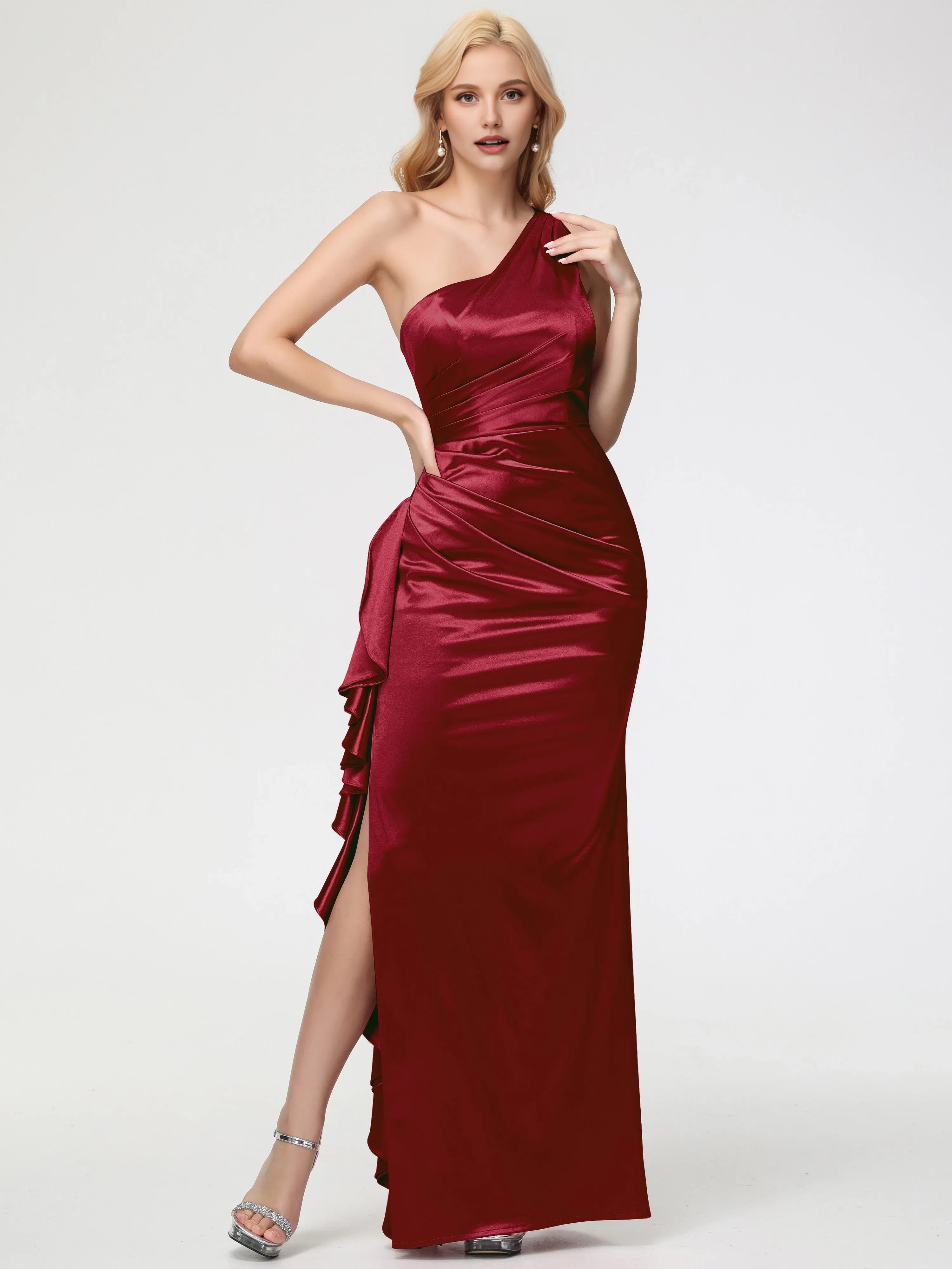 Simple Trumpet/Mermaid One Shoulder Sleeveless Zipper Up Floor Length Prom Dress