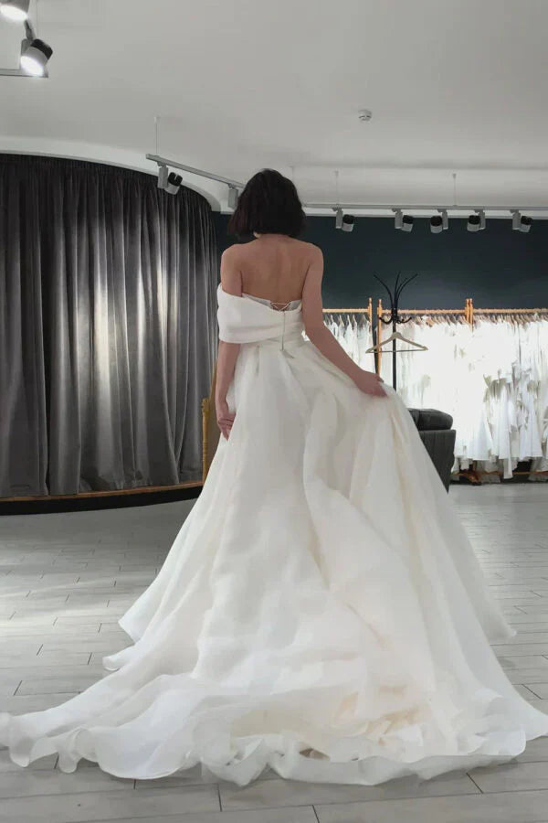 Vestidos formales Weitese para mujer, color marfil, de un solo hombro, corte A, vestidos de novia sencillos, vestido de fiesta largo, tiendas de vestidos de fiesta 