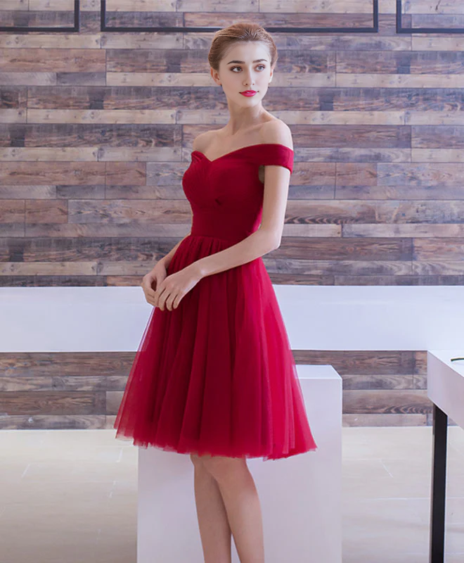 Robes de soirée simples en tulle à épaules dénudées