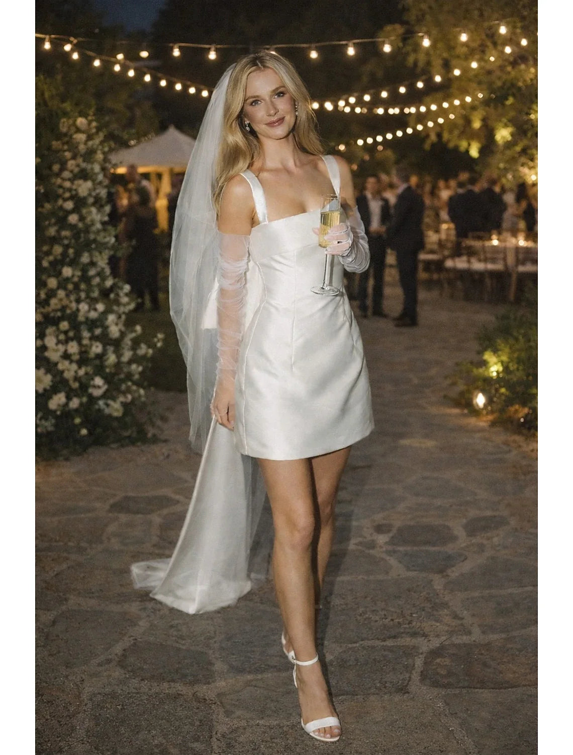 Simple Sheath Square Neck Bow Back Satin Ivory Mini Homecoming Dress No Veils