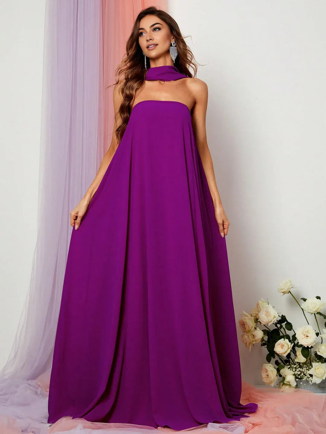 Elegant Straight Tube Strapless Sleeveless Backless Sweep/Brush Train Prom Dress