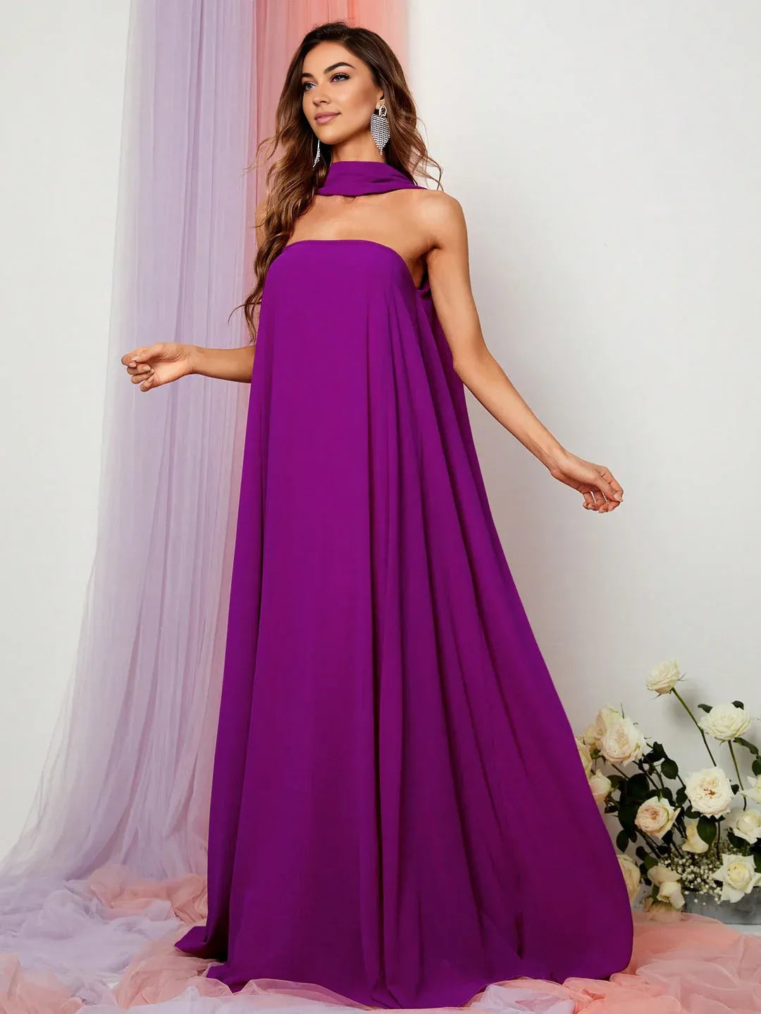 Elegant Straight Tube Strapless Sleeveless Backless Sweep/Brush Train Prom Dress