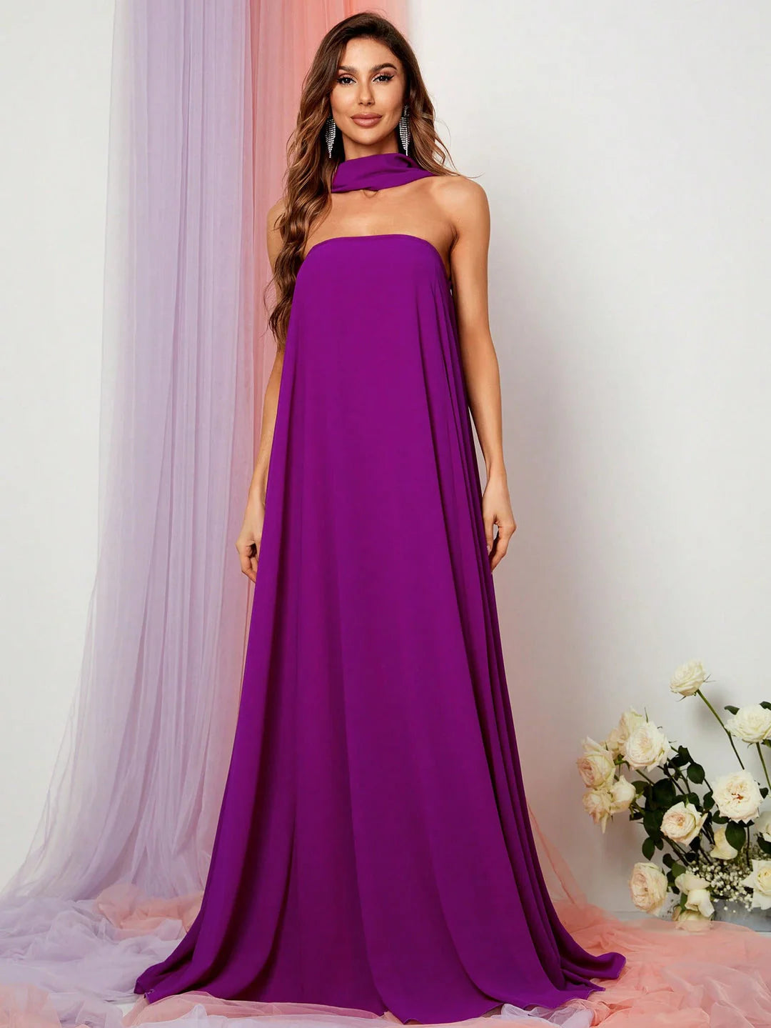 Elegant Straight Tube Strapless Sleeveless Backless Sweep/Brush Train Prom Dress