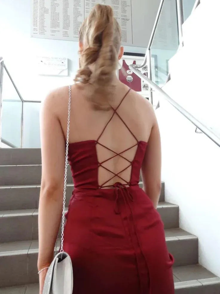 Sleek A-Line Cowl Neck Sleeveless Satin Maxi Prom Dress