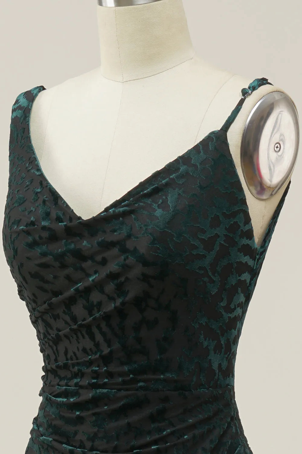 Vestido largo de fiesta de terciopelo verde, sin mangas, espalda descubierta, largo hasta el suelo, estilo sirena, escote en V