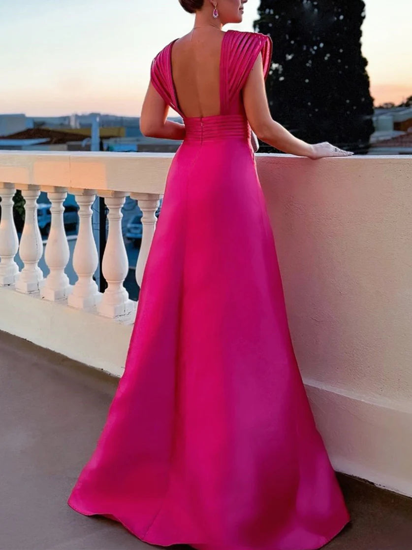 Prom Dresses Stores A-Line/Princess V-Neck Sleeveless Floor-Length Mother of the Bride Dresses with Split Side Prom Dress Formal Women's Dresses