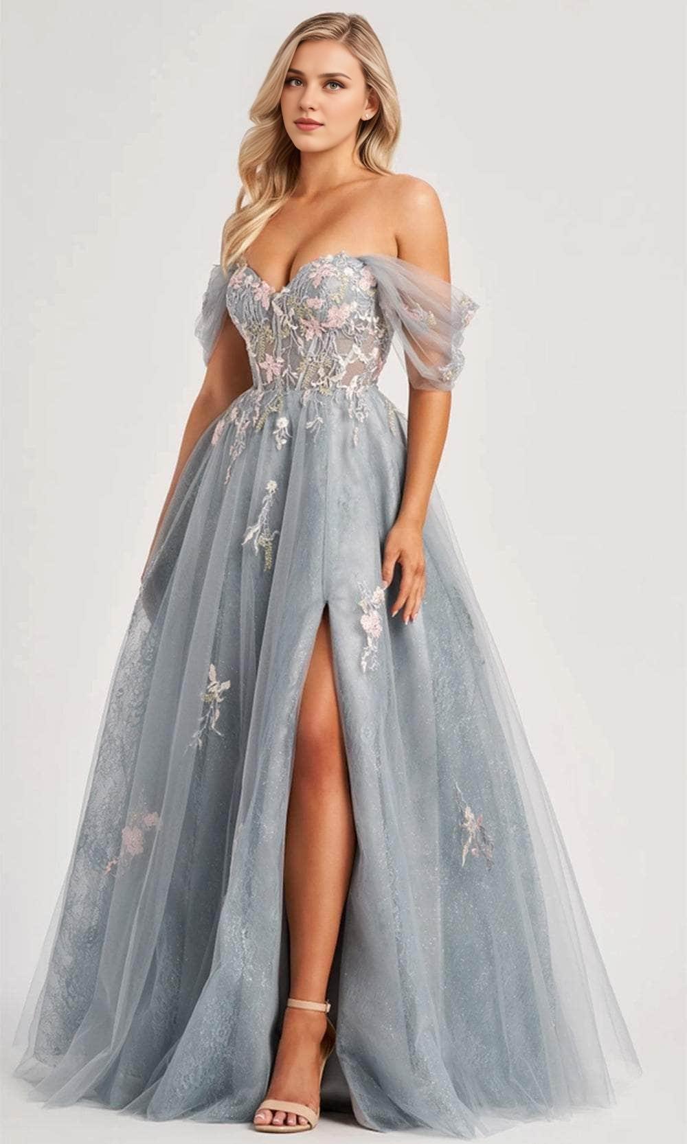 Prom Dresses Shops Embroidered Off Shoulder Tulle Prom Dress Strapless Sleeveless Formal Dress Ankle Length Pleated Prom Clothing Formal Women's Dresses