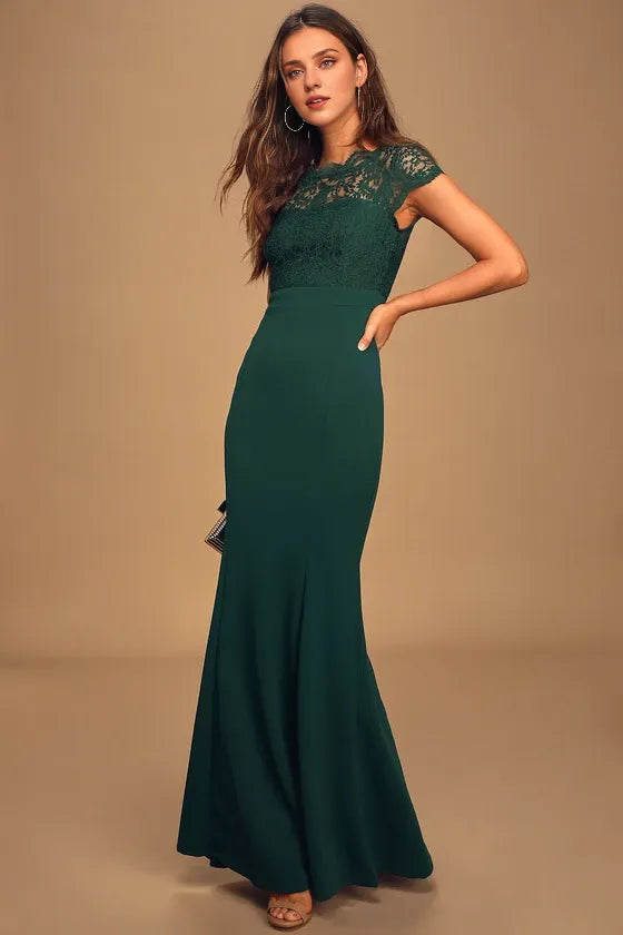 Weitese Formal Women's Dresses Romantic Hunter Green Sleeveless Lace Mermaid Maxi Dresss Prom Dress Stores
