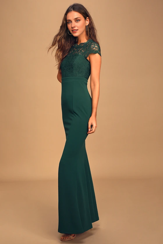 Vestidos formales Weitese para mujer, románticos, verde cazador, sin mangas, con encaje, estilo sirena, vestidos largos, tiendas de vestidos de fiesta. 