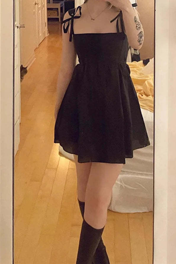 Sleeveless Off-the-Shoulder A-line Lace Up Square Neck Shoulder Straps Short Homecoming Dress