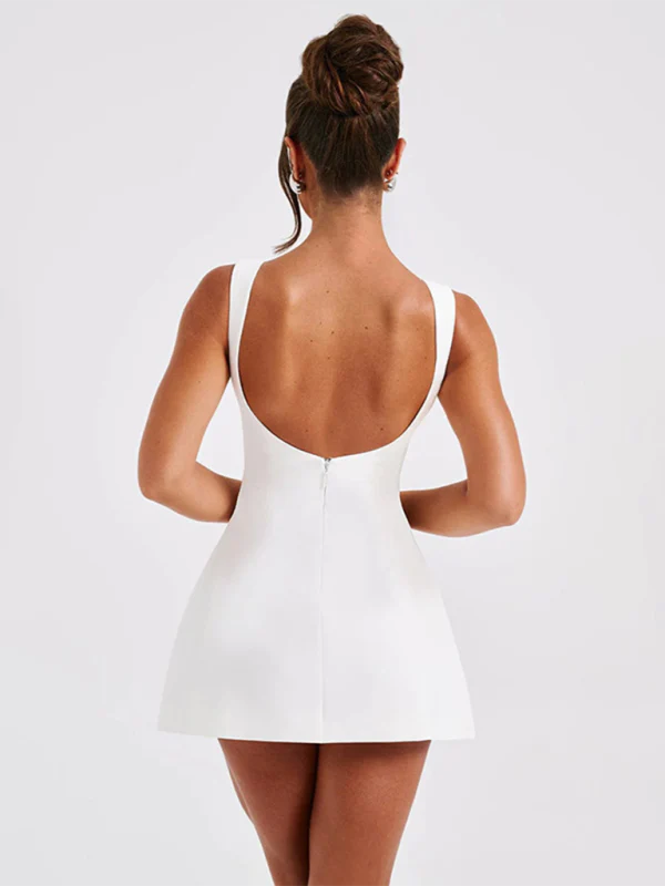 Sleeveless Round Neck Sexy Slim Backless A-line Homecoming Party Dress