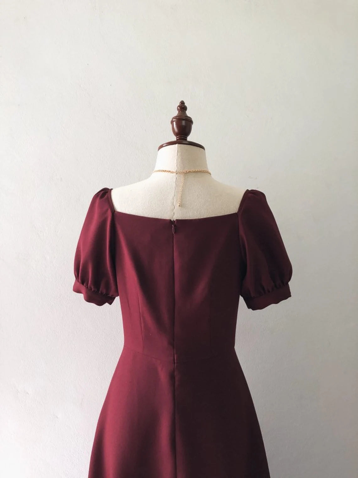 Snow White Dress Square Neck Burgundy Party Puff Sleeve Vintage Majestic Prom Graduation Bridesmaid Dress