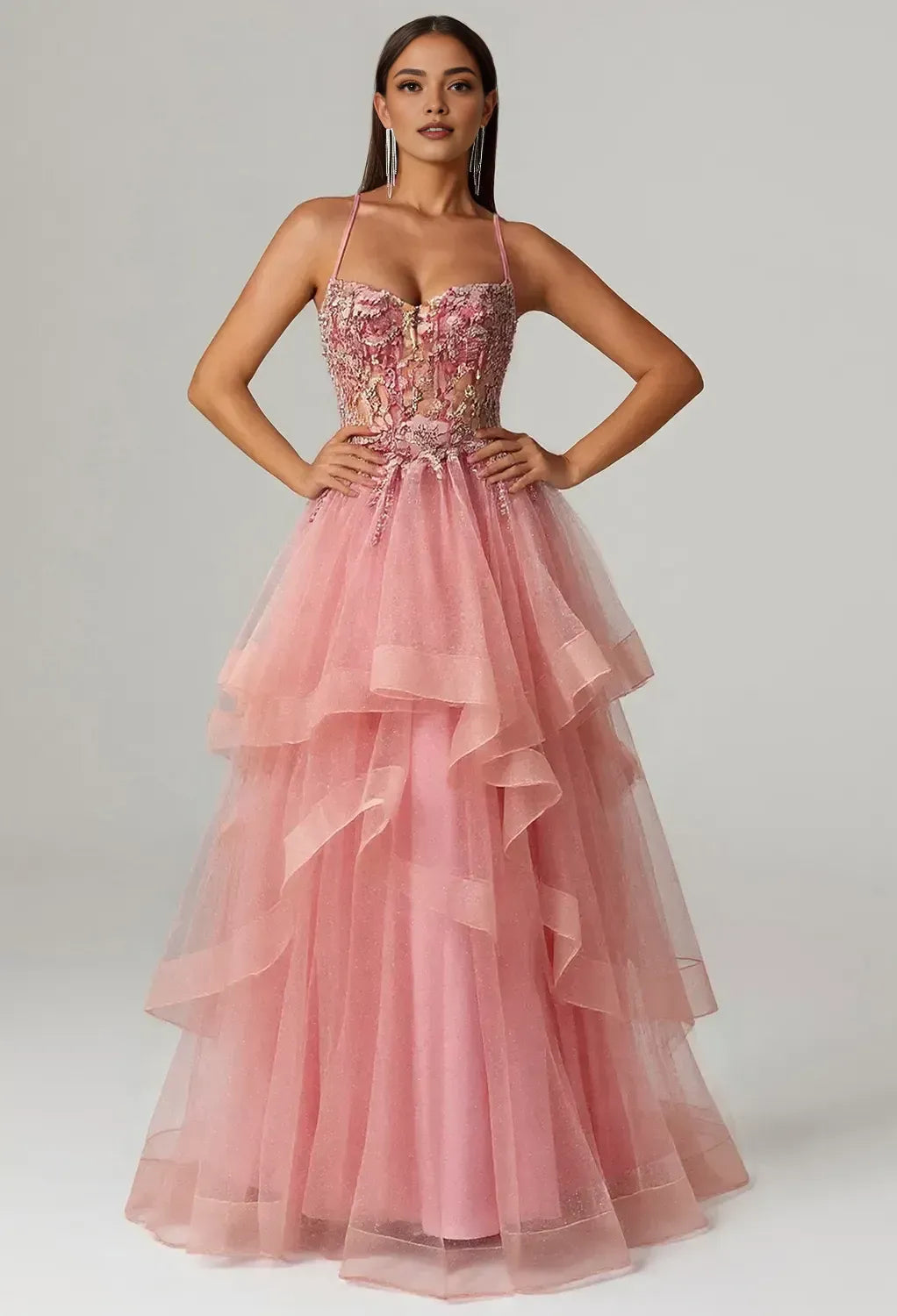 Sophisticated A-line Sweetheart-Neck Sleeveless Pleated Tulle Backless Floor Length Prom Dress