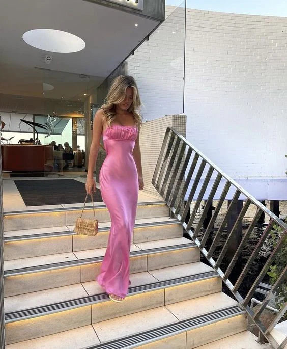 Weitese Formal Women's Dresses Backless Spaghetti Strap Sleeveless Long Maxi Dress Party Dress Prom Clothing