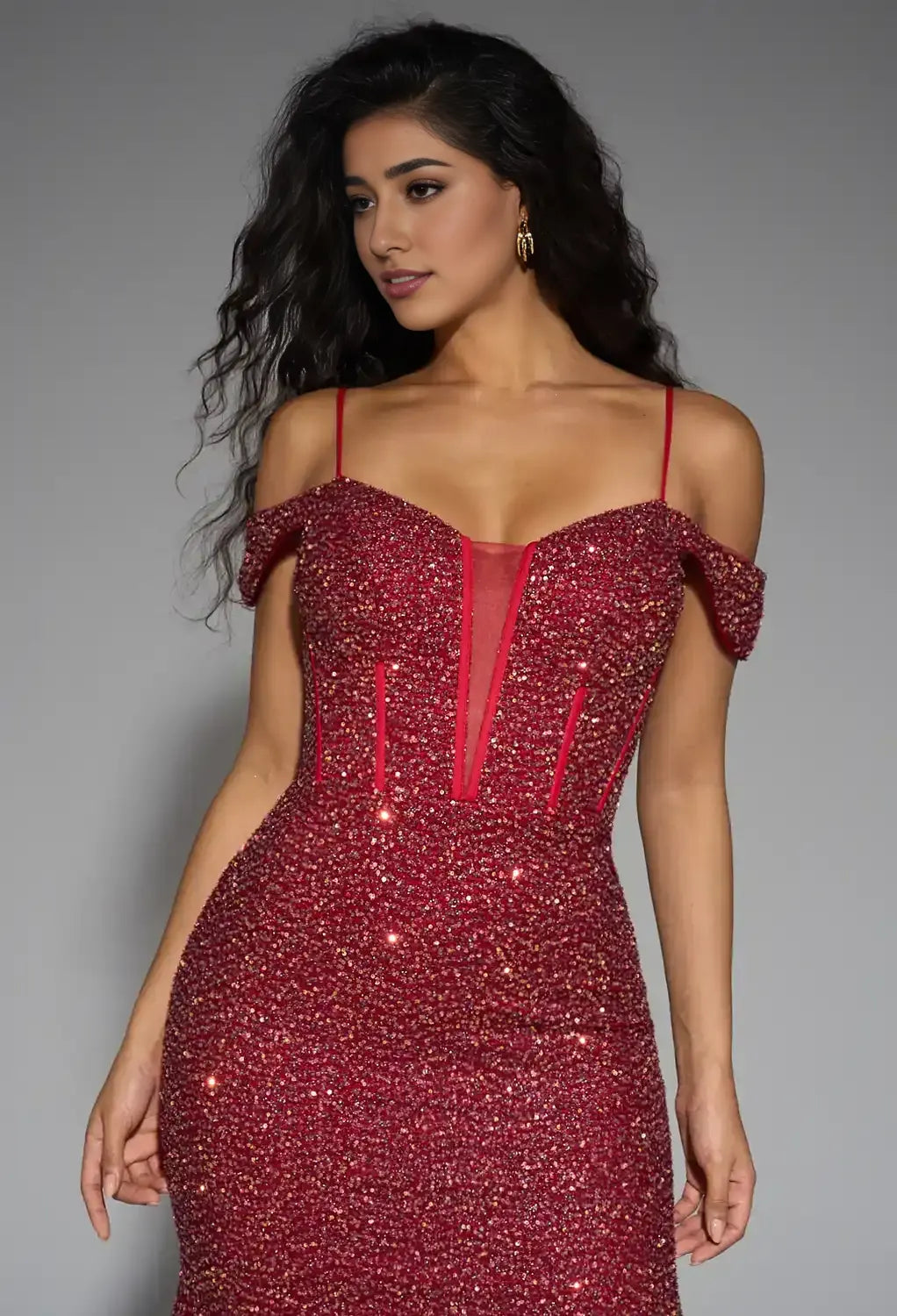 Mermaid Sweetheart Neckline Spaghetti Straps Floor Length Prom Dresses Sequin Sleeveless Corset Glamorous Glitter Evening Dresses